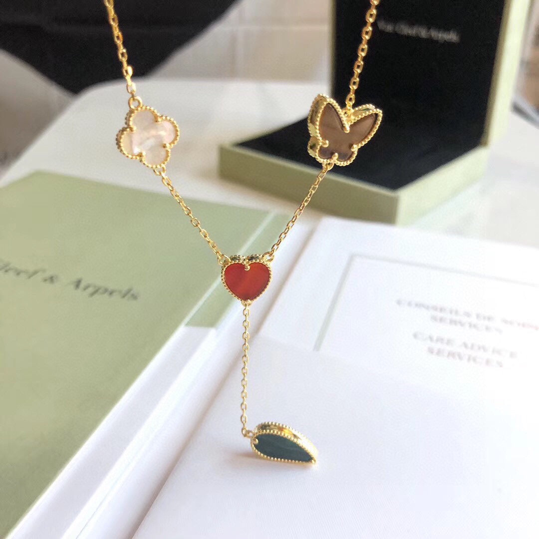 [Marin]LUCKY SPRING 4 MOTIFS ROSE GOLD NECKLACE