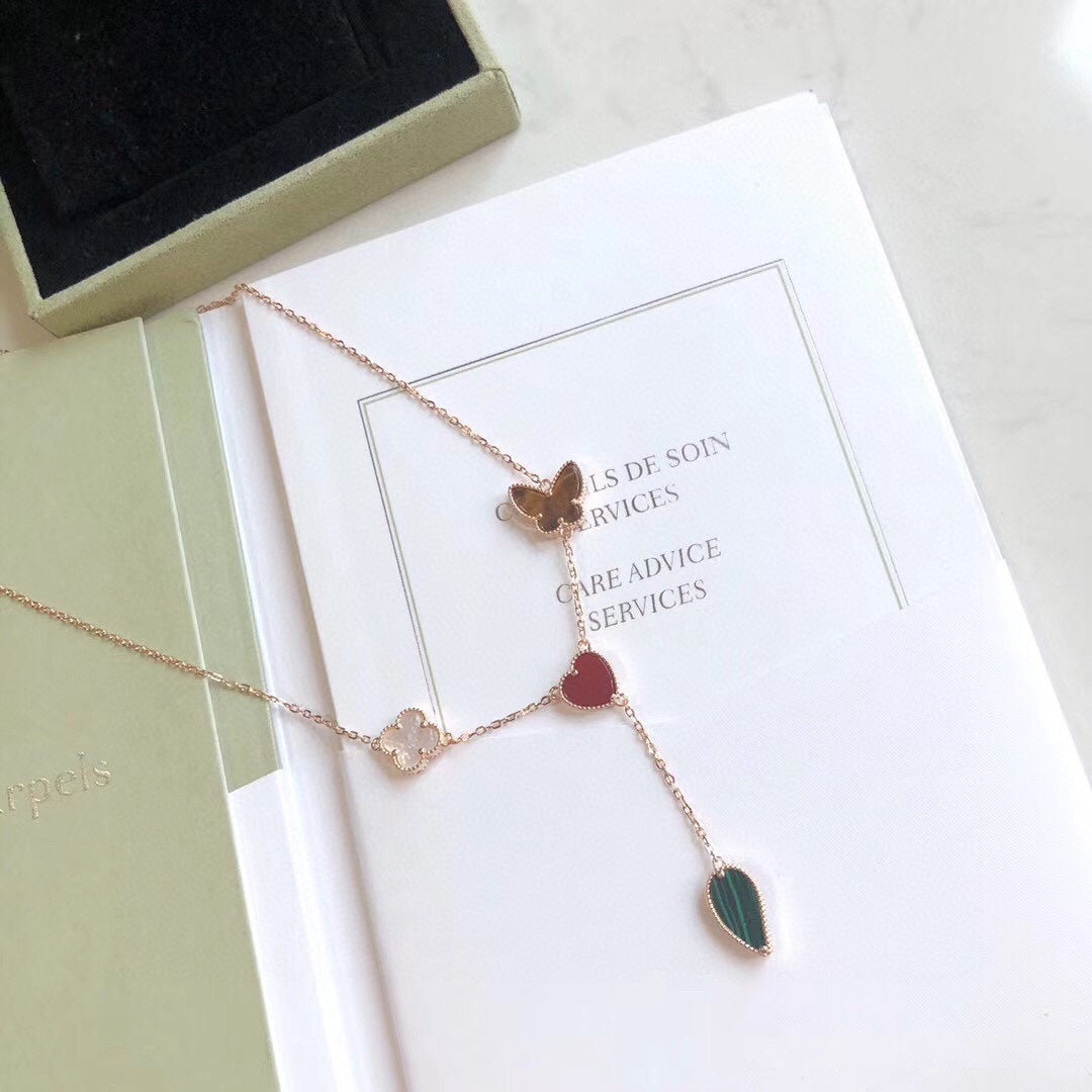 [Marin]LUCKY SPRING 4 MOTIFS ROSE GOLD NECKLACE