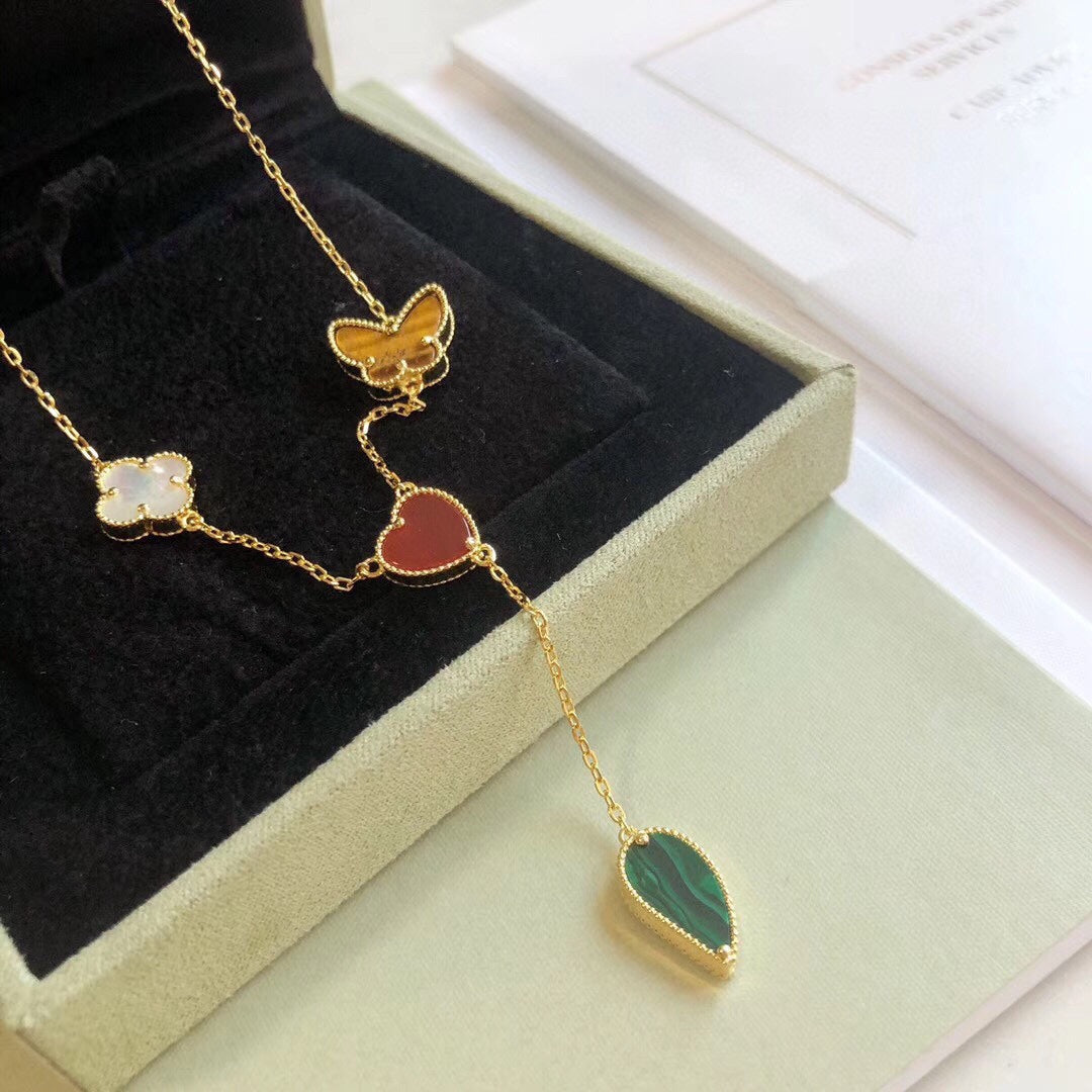 [Marin]LUCKY SPRING 4 MOTIFS ROSE GOLD NECKLACE