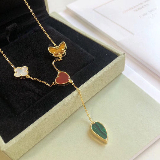 [Marin]LUCKY SPRING 4 MOTIFS ROSE GOLD NECKLACE