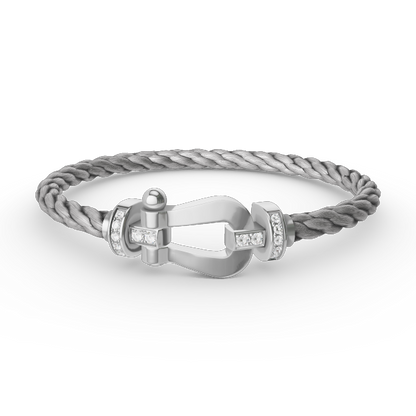 [Marin-Jewelry]FORCE LARGE HORSESHOE HALF DIAMOND BRACELET SILVER