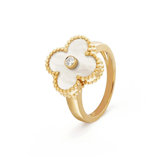 [Marin]CLOVER PINK MOP RING GOLD DIAMOND