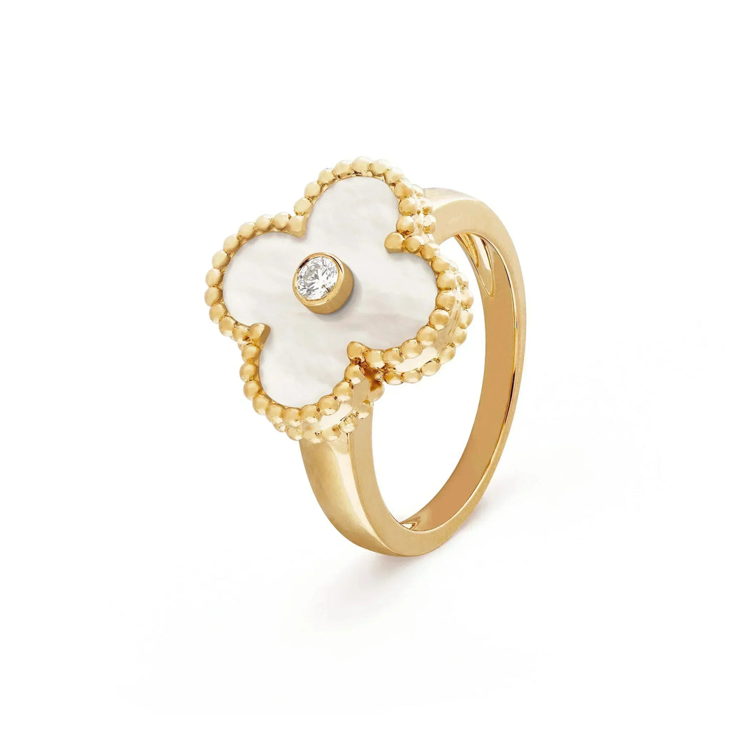 [Marin]CLOVER PINK MOP RING GOLD DIAMOND