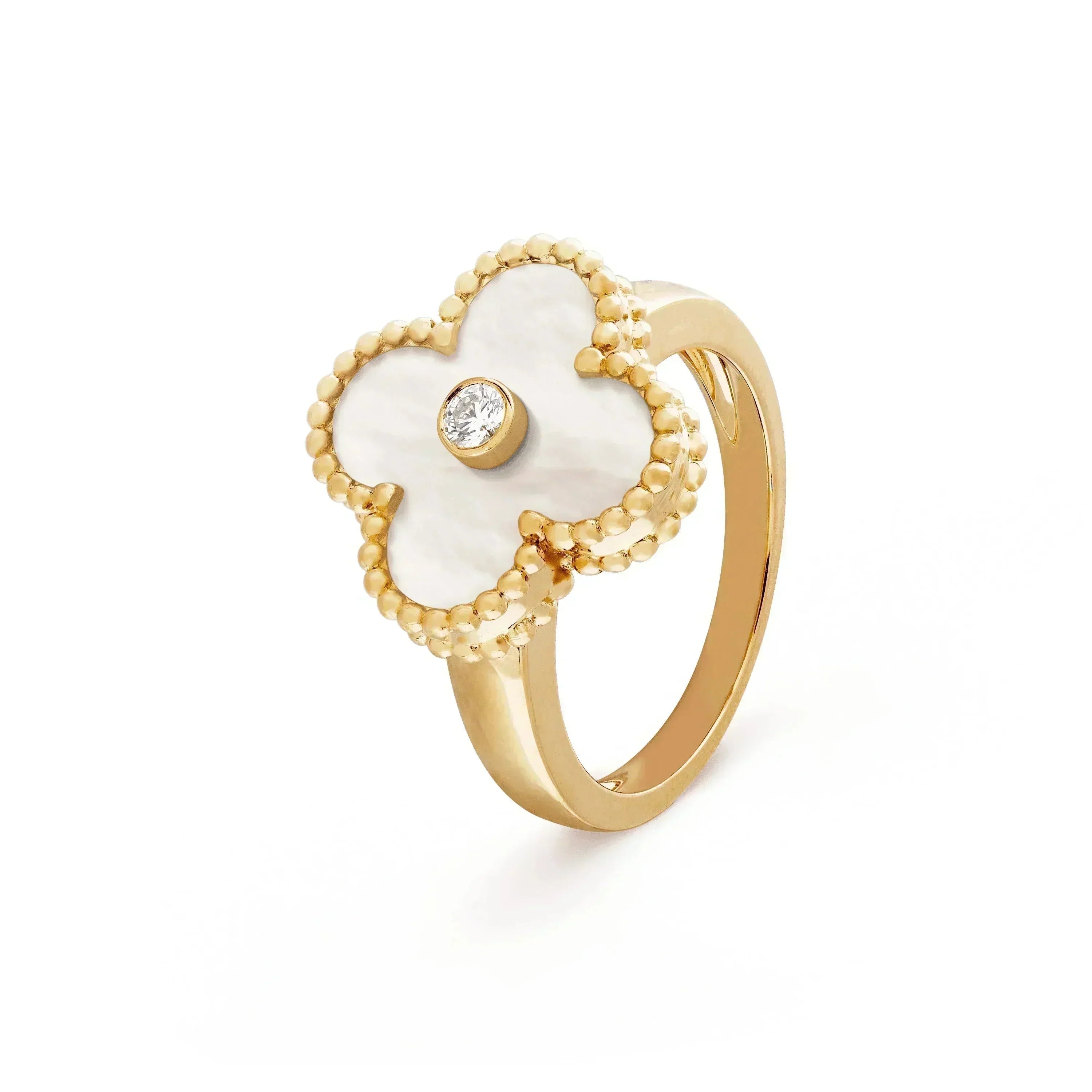 [Marin]CLOVER PINK MOP RING GOLD DIAMOND