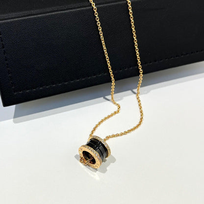 [Marin]ZERO 1 BLACK CERAMIC DIAMOND PINK GOLD NECKLACE