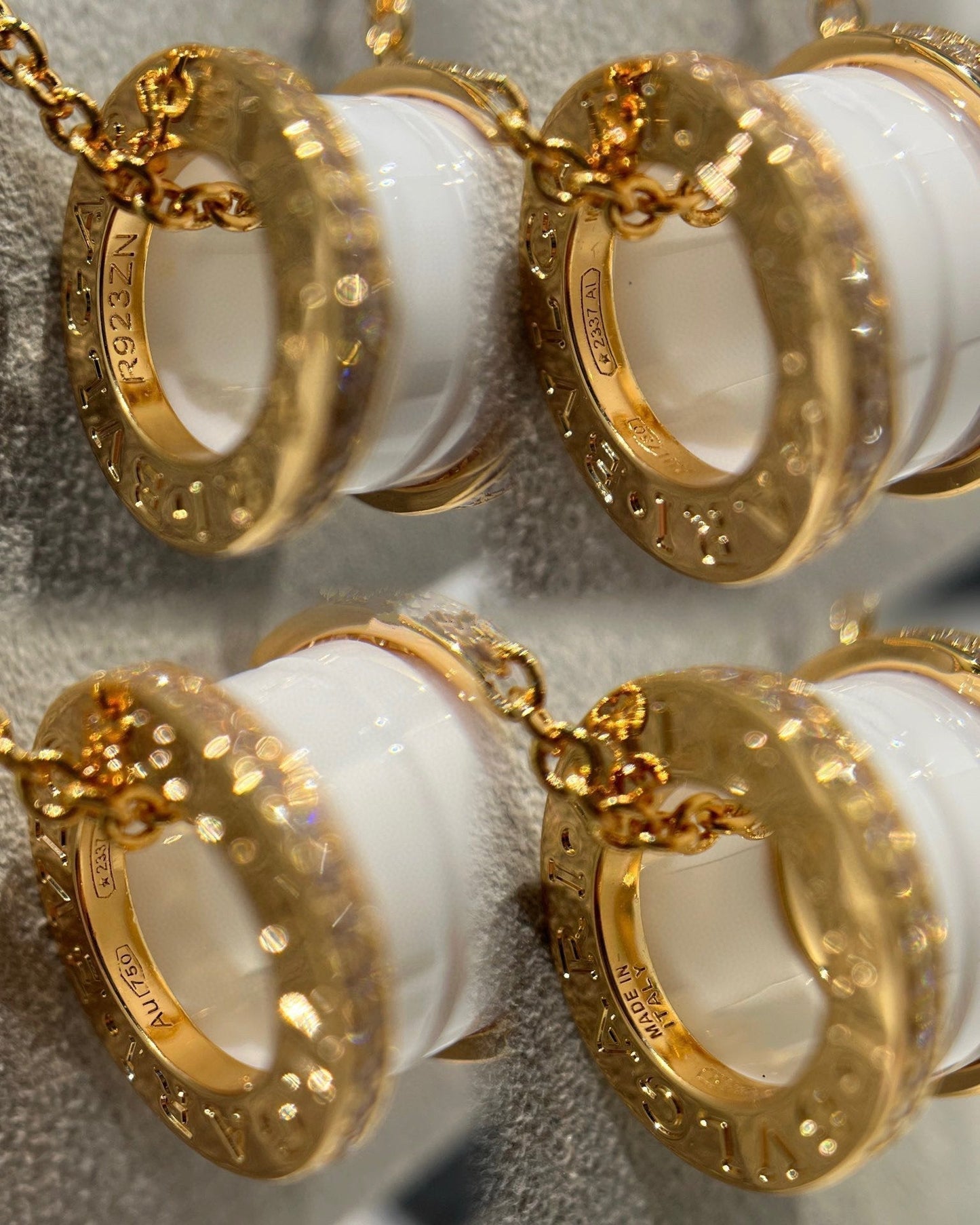 [Marin]ZERO 1 WHITE CERAMIC DIAMOND PINK GOLD NECKLACE